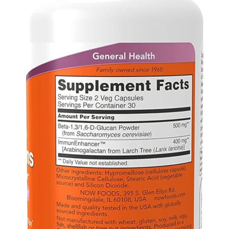 Beta-glucanos 1,3/1,6 Now Foods Beta-glucans 60veg Caps 5un - Imagem 4