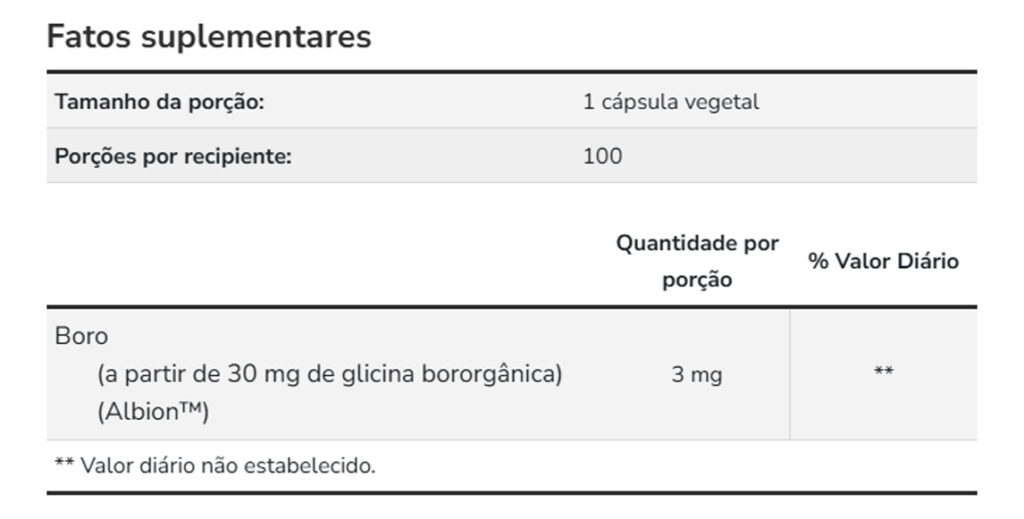Boron 3mg Now Foods 100 Cápsulas Importado - Imagem 4