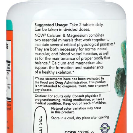 Now Foods Cálcio E Magnésio 500/250mg 100 Tabs Importado - Imagem 2