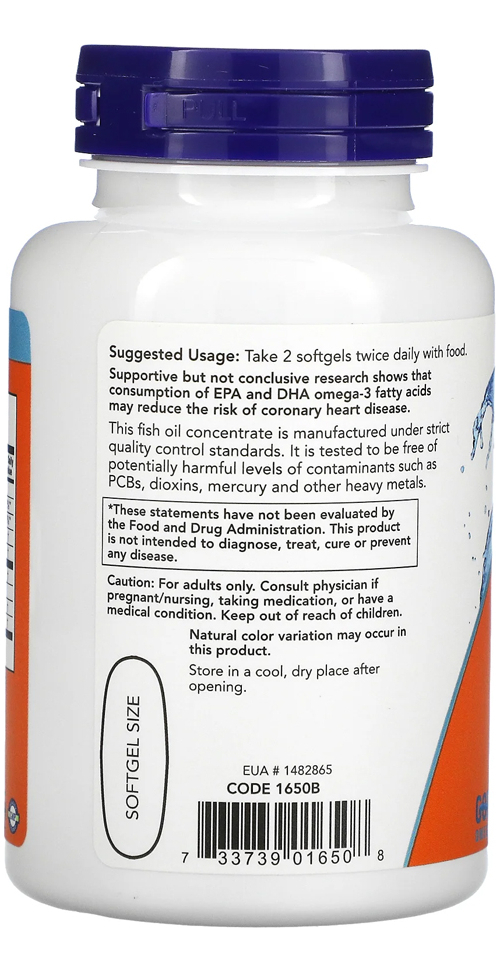 Ômega-3 Molecularmente Destilados Now Foods 100softgels 4un - Imagem 5