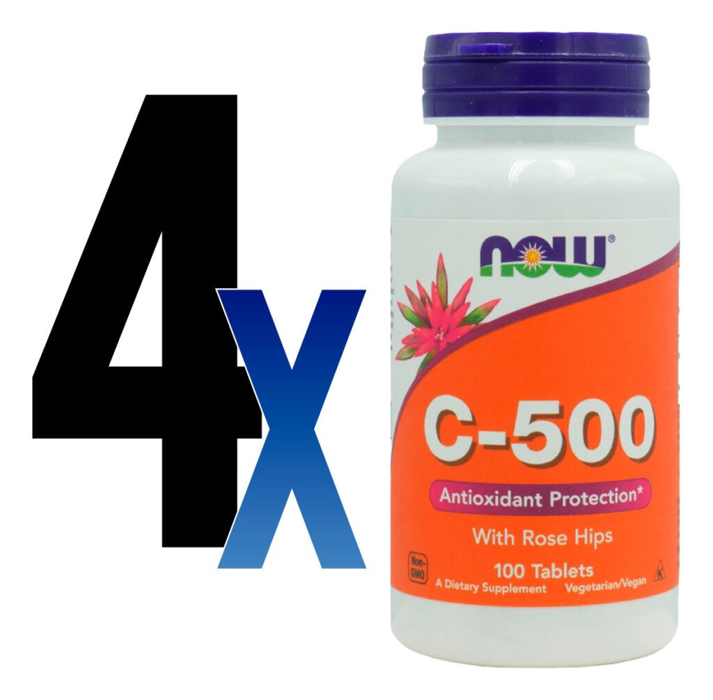 Vitamina C 500mg Com Rosa Mosqueta Now Foods 100tab 4un - Imagem 2
