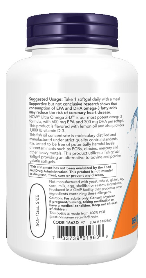 Ultra Omega 3-d Now Foods 90 Softgels + Porta Cápsulas - Imagem 3