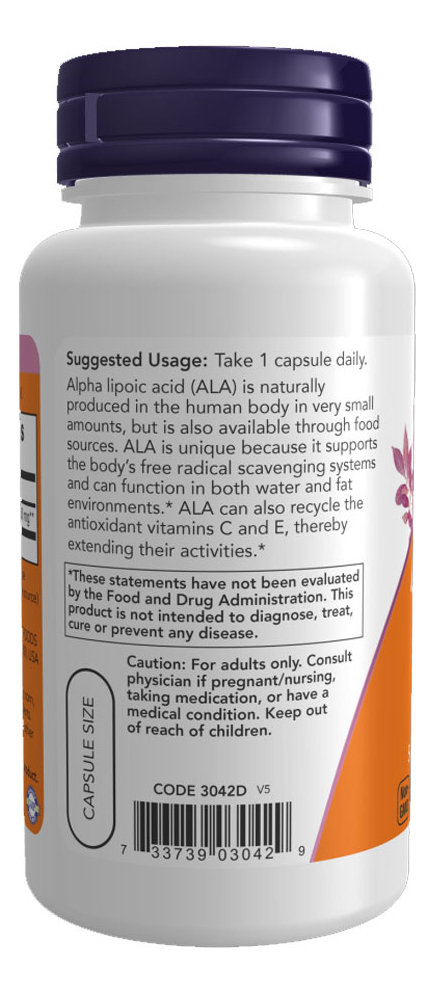 Ácido Alfa Lipóico 250mg Now Foods 60 Veg Cáps Importado 4un - Imagem 2