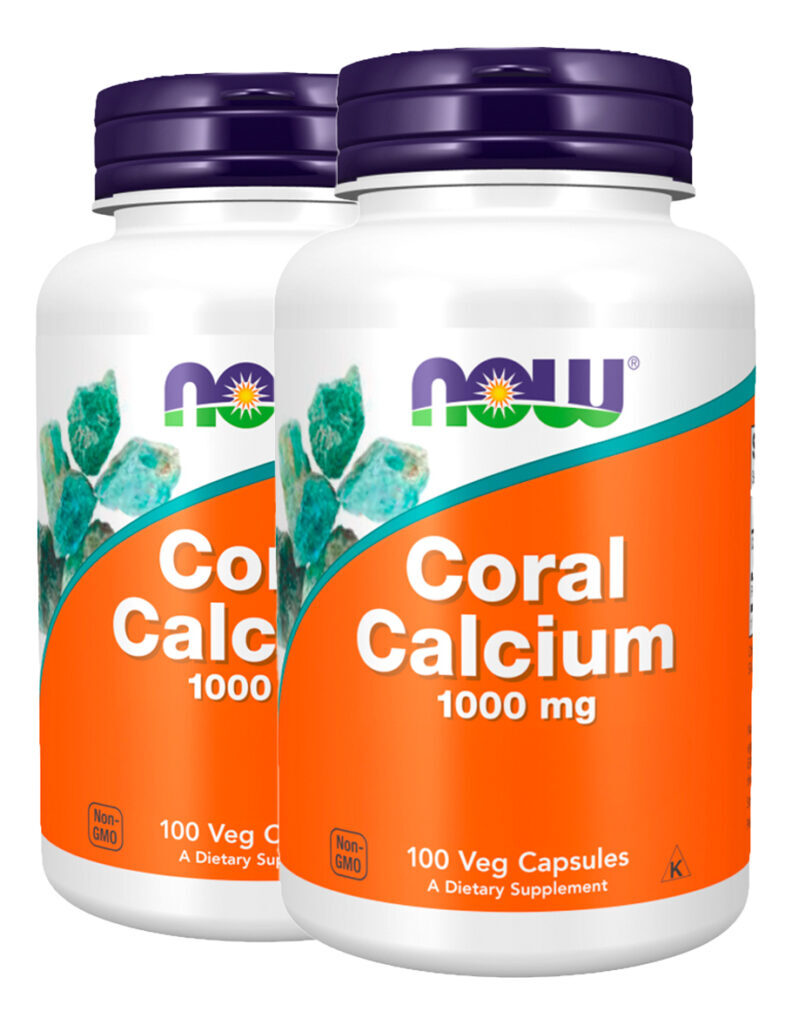 Coral Cálcio 1000mg 100 Cáps Importado 2un Now Foods