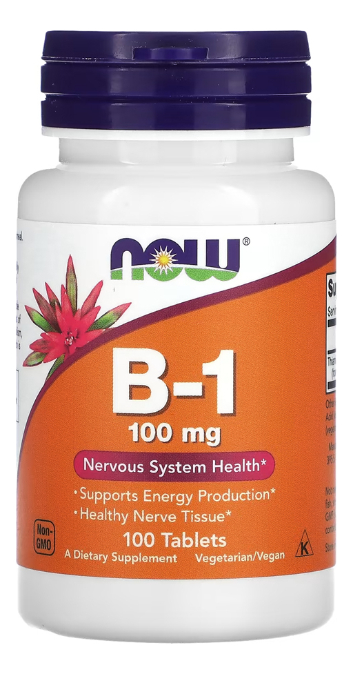 Vitamina B-1 100mg Now Foods 100 Veg Tabs Sabor Sem Sabor