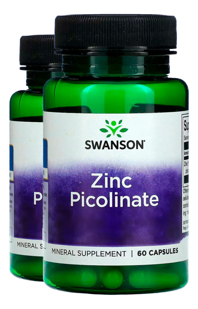 Picolinato De Zinco 22mg Swanson 60 Caps Importado 2un