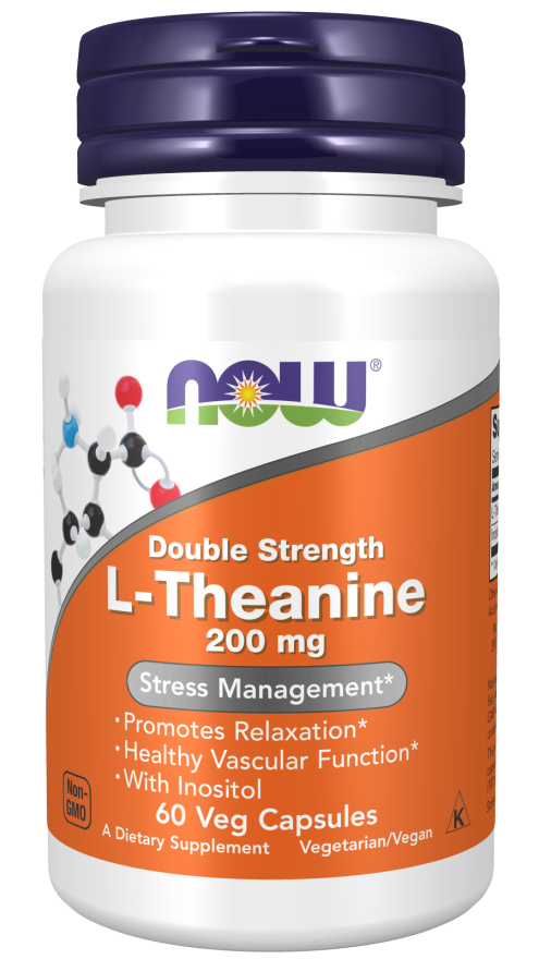 Suplemento Em Cápsulas L-theanine 200mg L-teanina Sem Sabor Em Pote 60 Un Now Foods
