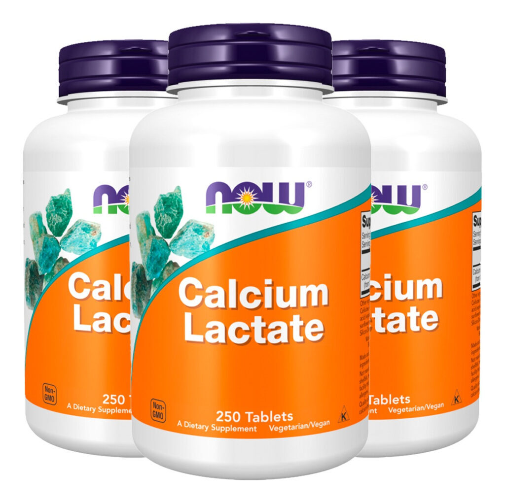 Cálcio Lactado 250 Tablets Importado 3un Now Foods