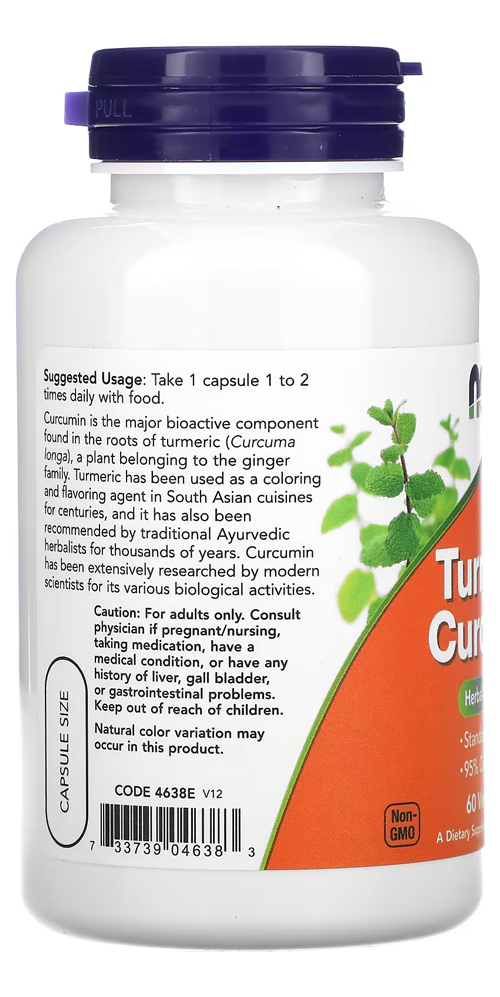 Curcumina Açafrão Da India 665mg Now Foods 60 Veg Caps 4un - Imagem 5