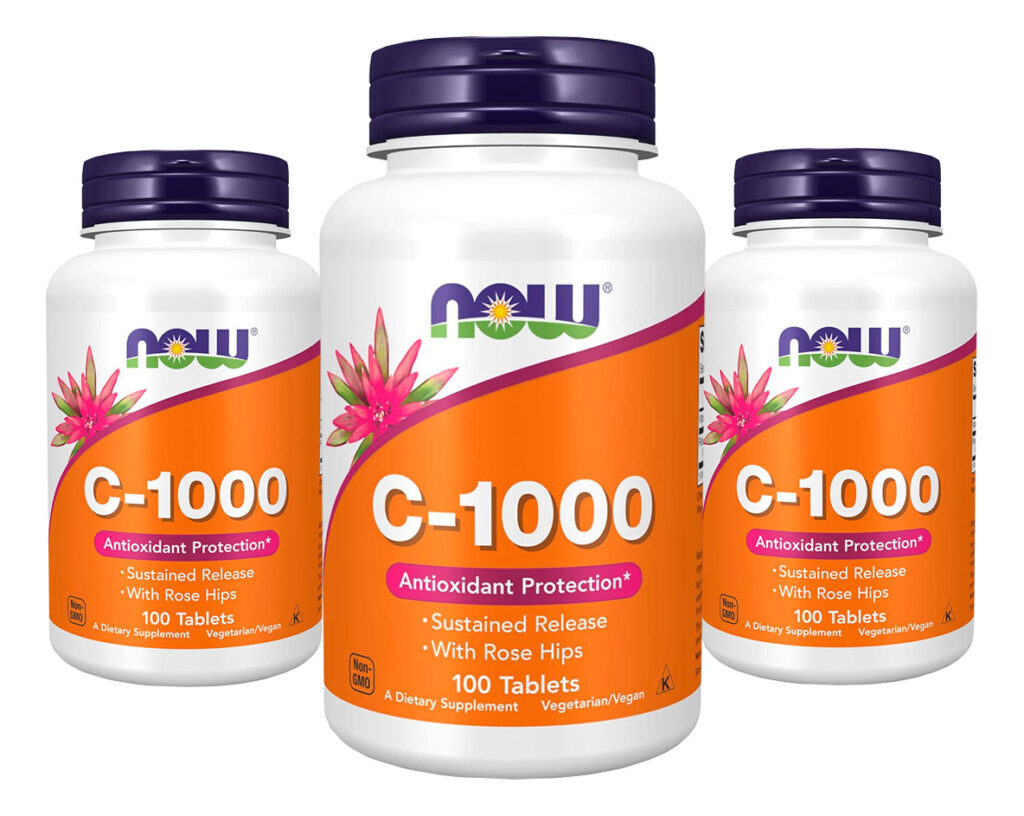 Vitamina C 1000mg Now Foods C-1000 Rosa Mosqueta 100tabs 3un
