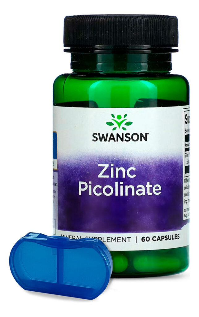 Picolinato De Zinco 22mg Swanson 60 Caps + Porta Cápsulas