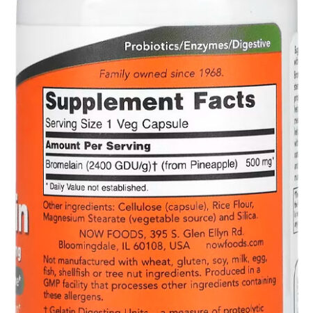Bromelaína 500mg Now Foods 60 Cápsulas Importado 4un - Imagem 3
