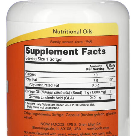 Óleo Borage (borragem) 1000mg Now Foods 60soft Importado 5un - Imagem 3