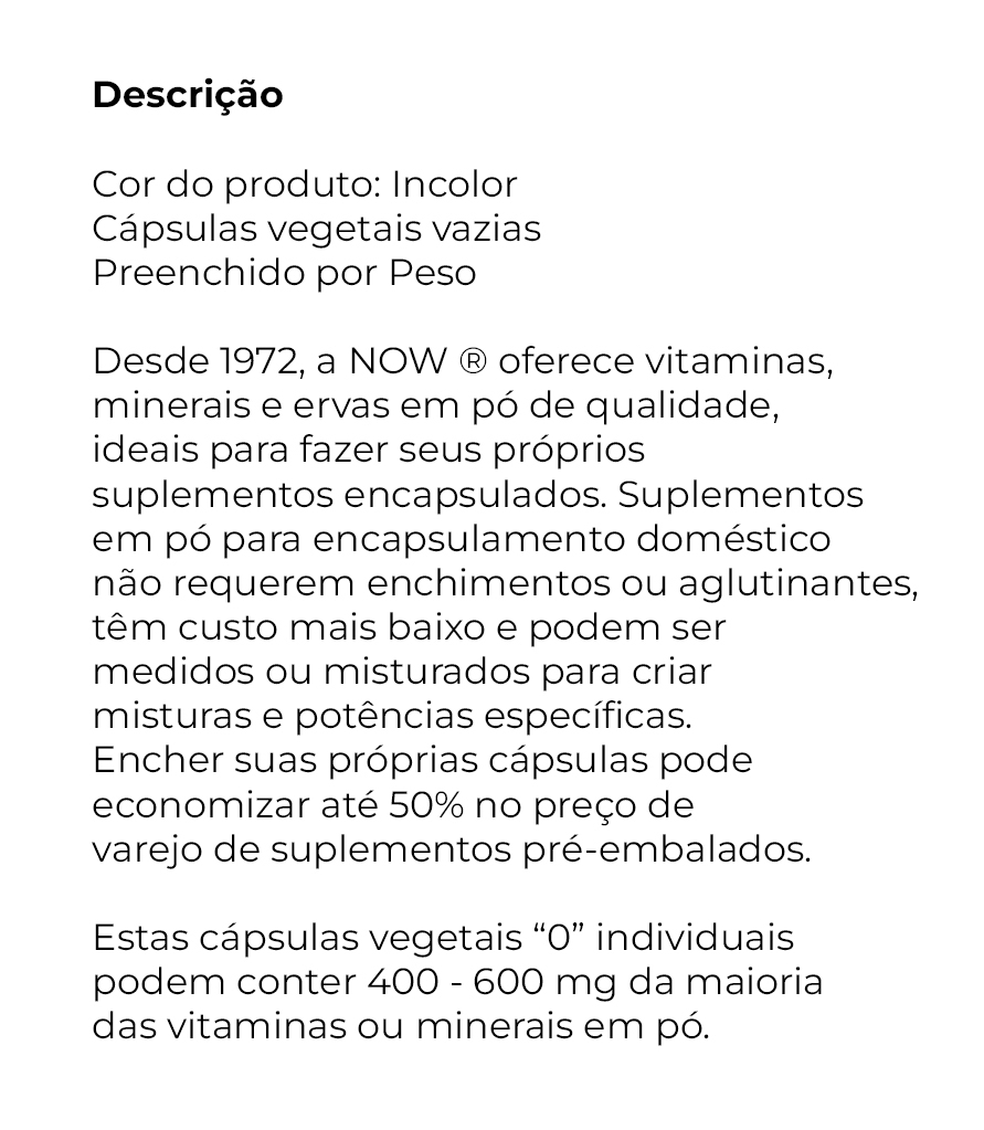 Caps Vazias Now Foods Pacote Com 300un + Porta Cápsulas - Imagem 4