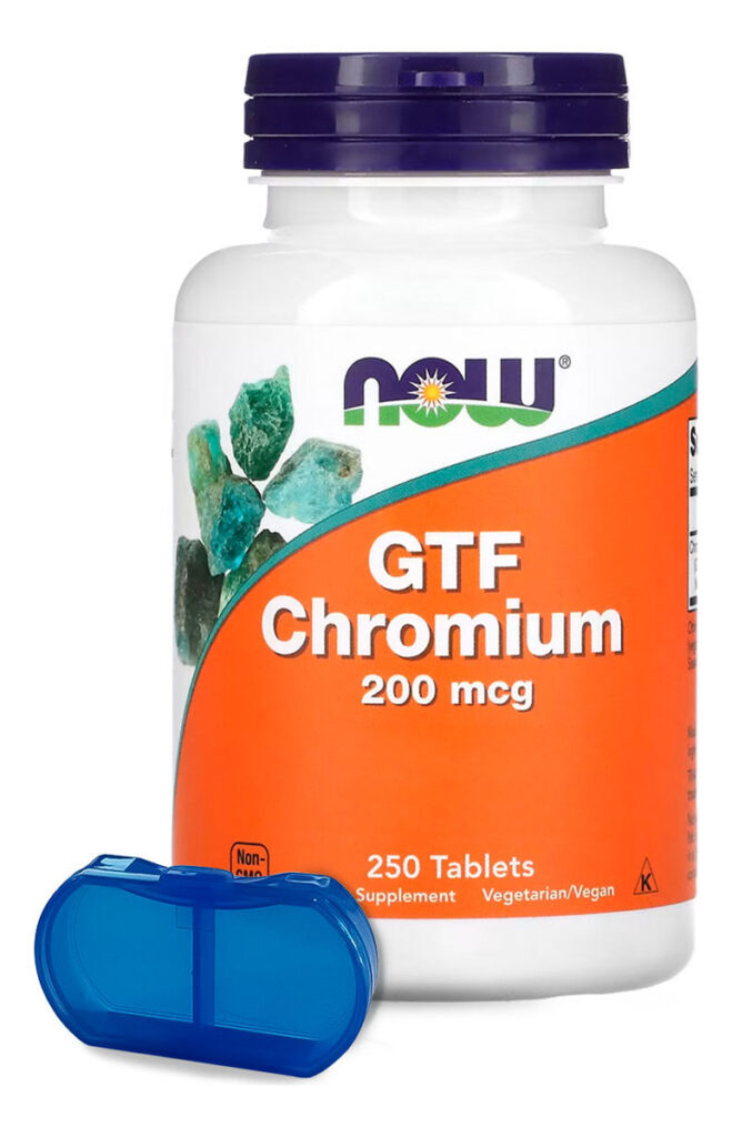 Cromo Gtf 200mcg Now Foods 250tabs + Porta Cápsulas