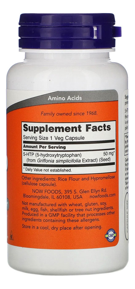 5-htp 50mg Now Foods 90veg Cápsulas Importado 3un - Imagem 3