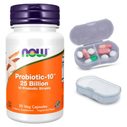 Probiótico-10 25 Bilhões Now Foods 30 Cáps + Porta Cápsulas