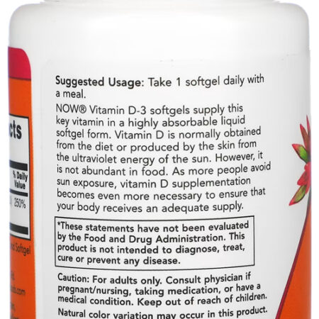 Vitamina D-3 2000iu 30 Caps Softgels Nowfoods Importado - Imagem 3