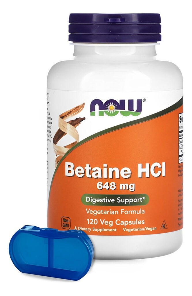 Betaína Hcl 648mg Now Foods Betaine Hcl 120 Cáps +porta Cáps
