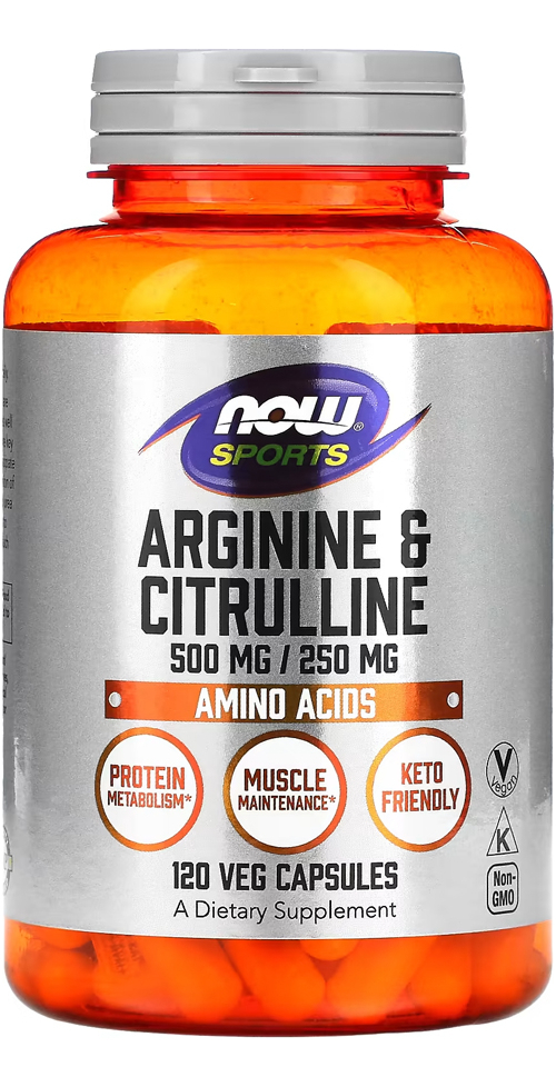 Arginina 500mg E Citrulina 250mg Nowfoods 120vegcaps Eua/usa