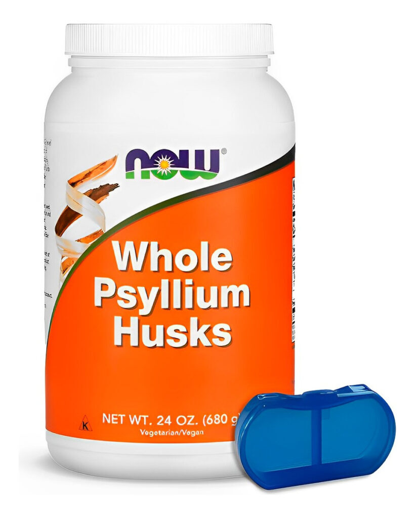 Cascas Psyllium Interia Now Foods 608g + Porta Cápsulas Sabor N/a