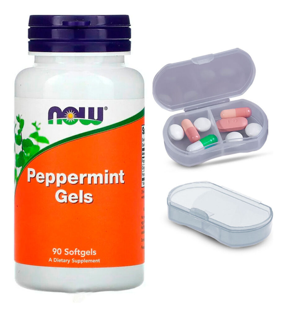 Géis Hortelã Pimenta Now Foods 90softgels + Porta Cápsulas