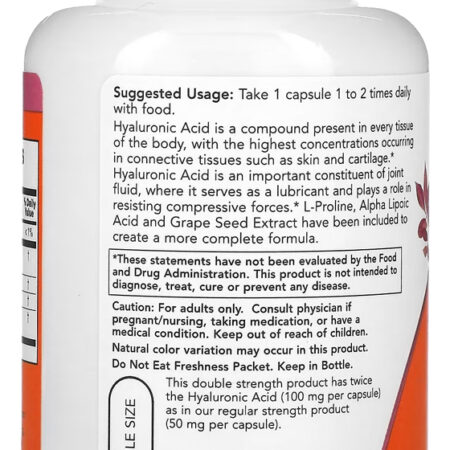 Ácido Hialurônico 100mg Now Foods 120 Cápsulas Importado 4un - Imagem 4