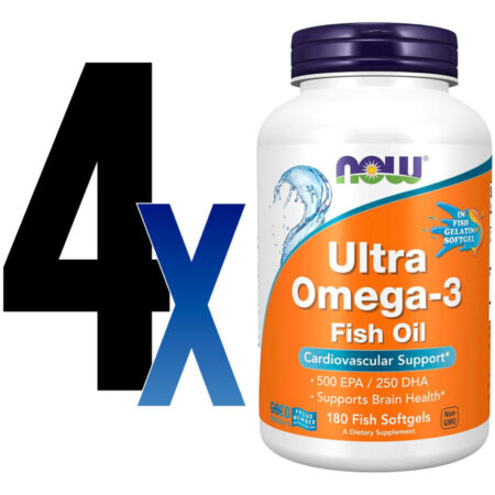 Ultra Omega-3 Now Foods 500/250 Fish Gelatin 180 Softg 4un - Imagem 2