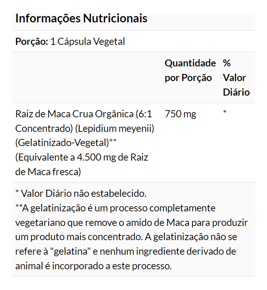 Raw Maca Peruana 750mg 90 Veg Cápsulas Importado - Imagem 4