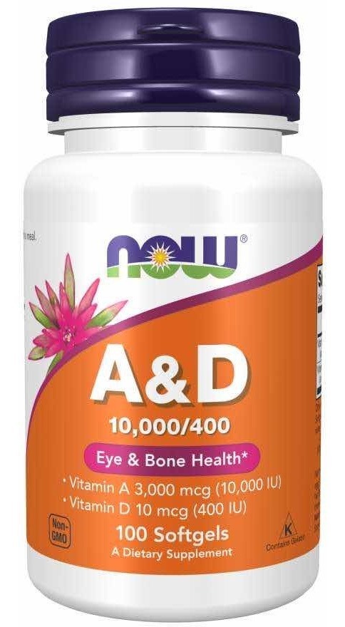 Vitamina A E D 10.000/400 X 100 Cápsulas Em Gel Now Foods