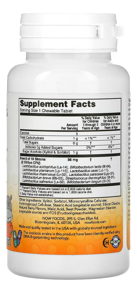 Berrydophilus Infantil Now Foods 60 Chewable Importado - Imagem 3