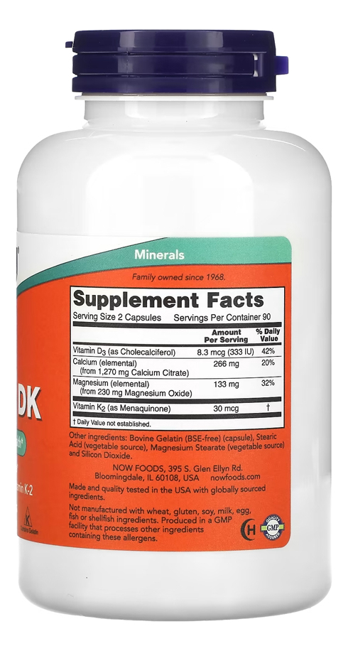 Cal-mag Dk Now Foods 180 Capsulas Importado 5un - Imagem 3