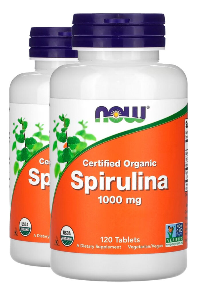 Spirulina 1000 Dupla Força 120 Tabls Importado 2un Now Foods