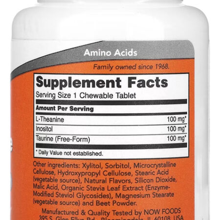L-teanina 100mg Now Foods 90 Chebls Matigáveis Importado 5un - Imagem 3
