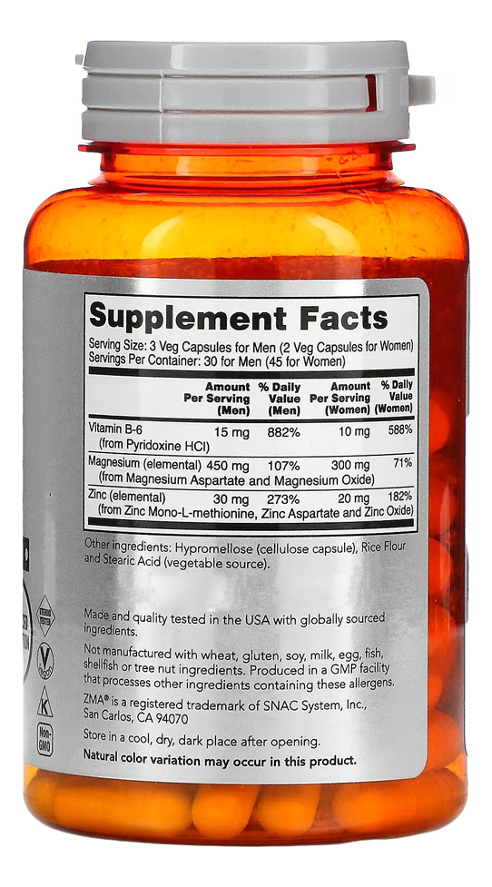Zma Zinco Magnésio 800mg 90cáps Importado 3un Now Foods - Imagem 3