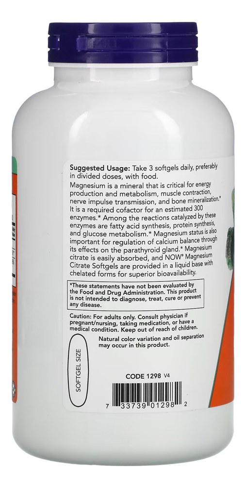 Citrato De Magnésio Now Foods 180 Softgels + Porta Cápsulas - Imagem 3