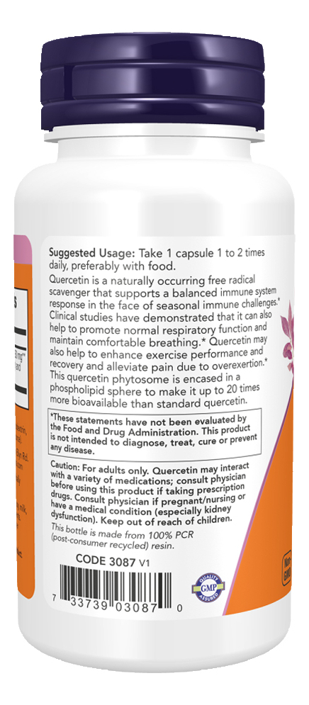 Fitossoma Quercetina 250mg Now Foods 90 Cáps Importado - Imagem 3
