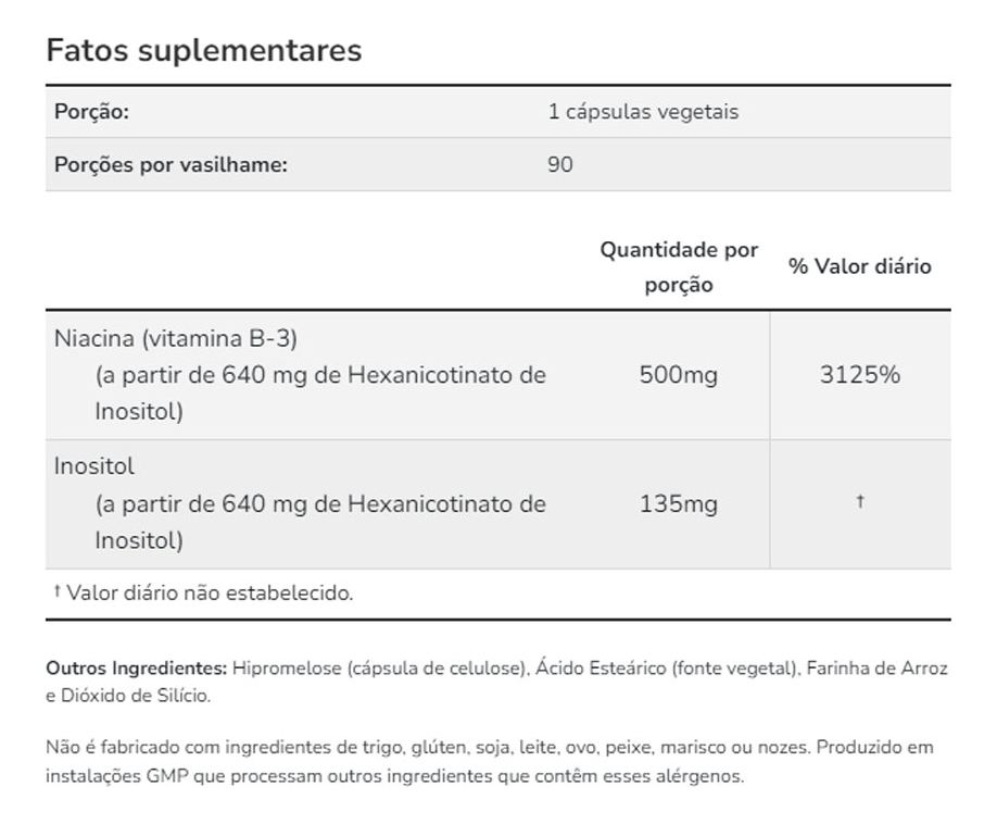 Niacina 500mg Now Foods Dupla Força 180cáps Importado - Imagem 4