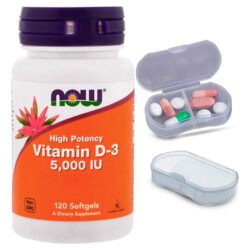 Vitamina D3 Now Foods 120 Softgels + Porta Cápsulas