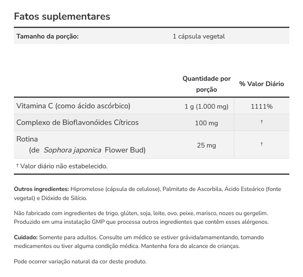 Vitamina C-1000mg Now Foods E 100mg Bioflavonóides 250caps - Imagem 4