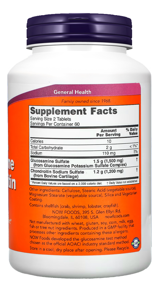 Glucosamina Condroitina Now Foods 120 Tablets Importado - Imagem 3