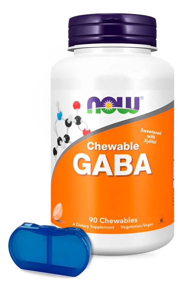 Gaba 250mg Now Foods 90 Chewables Mastigáveis +porta Cápsula