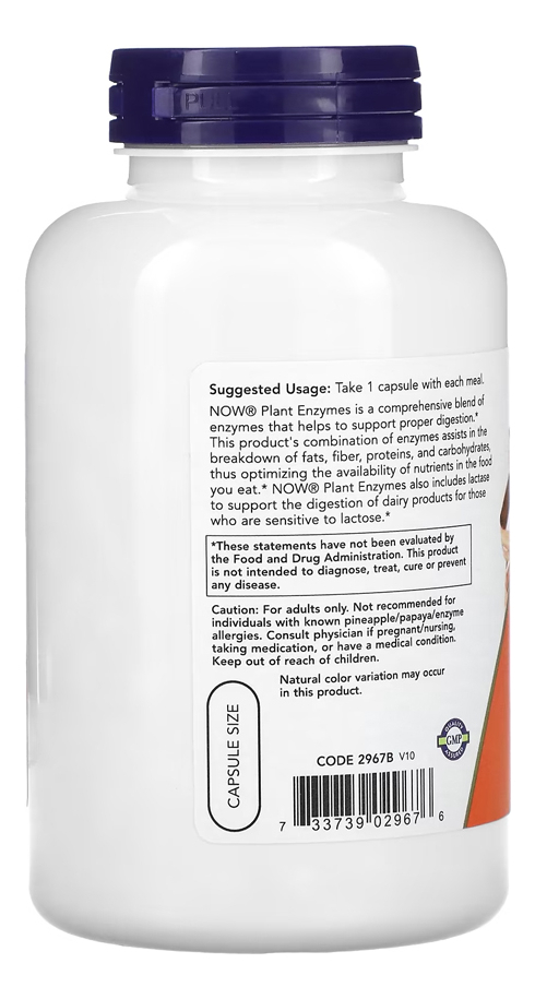 Plant Enzimas Now Foods Enzymes 240 Cápsulas Importado - Imagem 3