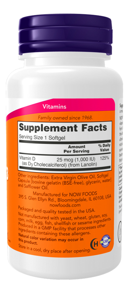 Vitamina D3 1000 Iu Alta Potência 180sof Importado