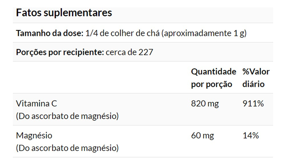 Ascorbato Magnésio Pó + Vit C 227g Importado 3un Now Foods - Imagem 3