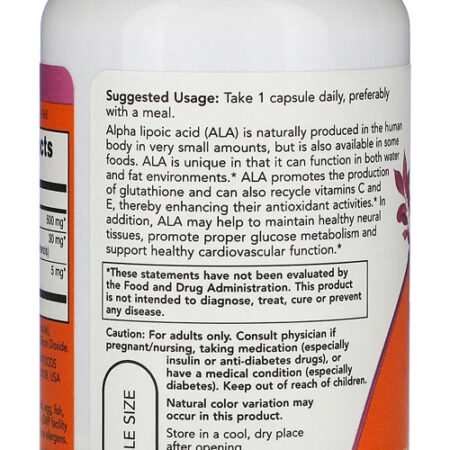 Ácido Alfa Lipóico 600mg Now Foods 60veg Caps 5un - Imagem 5