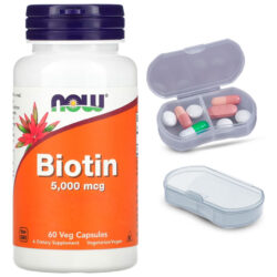 Biotina 5000mcg Now Foods 60 Cáps + Porta Cápsulas
