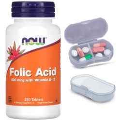Ácido Fólico 800mcg Now Foods 250tabls + Porta Cápsulas