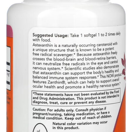 Astaxantina Extrato 4mg 60 Vegs Soft Importado 5un Now Foods - Imagem 4