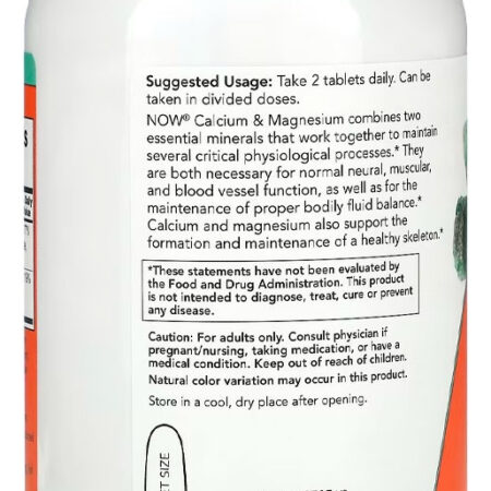 Cálcio E Magnésio 500/250mg 250 Tabs Importado 4un Now Foods - Imagem 3